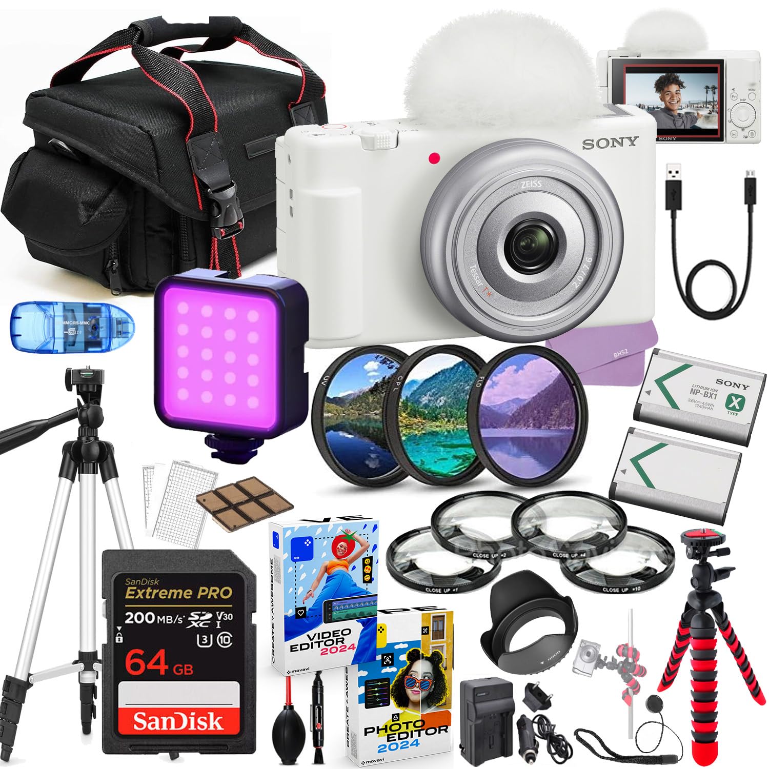 Amazon.com : Sony ZV-1F Vlogging Camera (White) Bundle + Premium